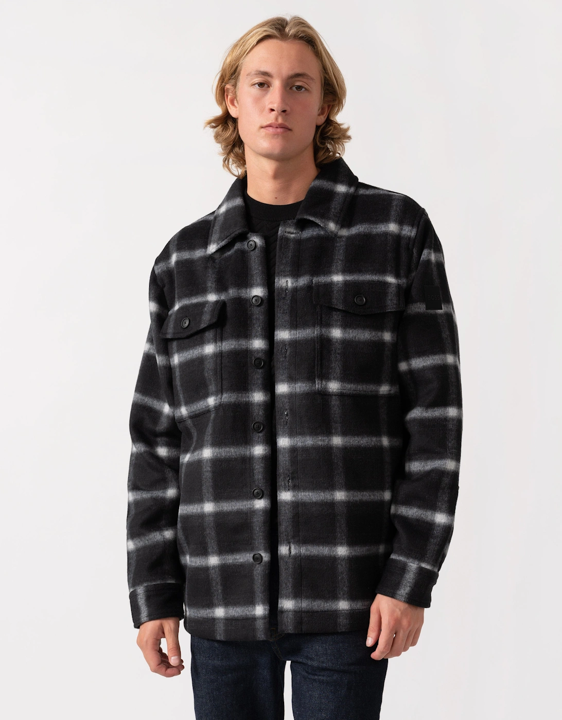 BOSS Orange Losky Mens Long Sleeve Check Shirt - Black 001