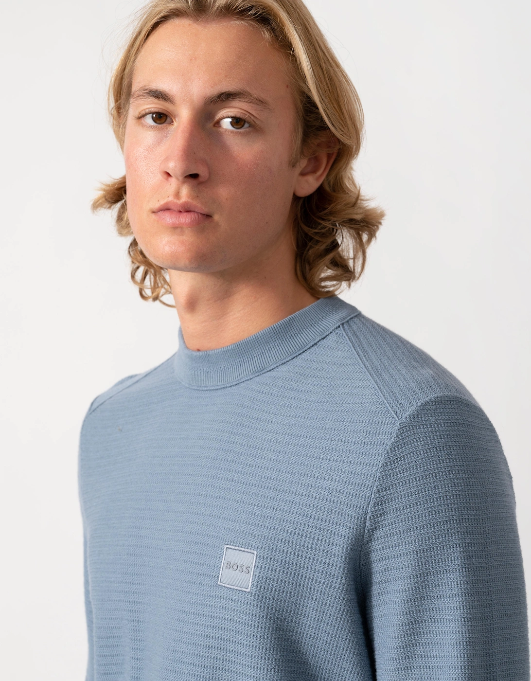BOSS Orange Anion S Mens Crew Neck Jumper - Medium Blue 424