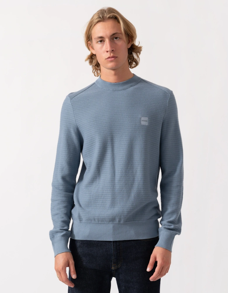 BOSS Orange Anion S Mens Crew Neck Jumper - Medium Blue 424