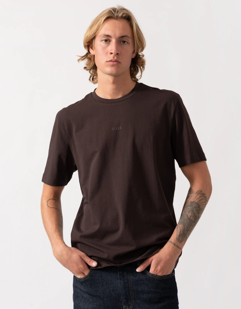 BOSS Orange TChup Mens Crew Neck Small Logo T-Shirt - Dark Brown 207