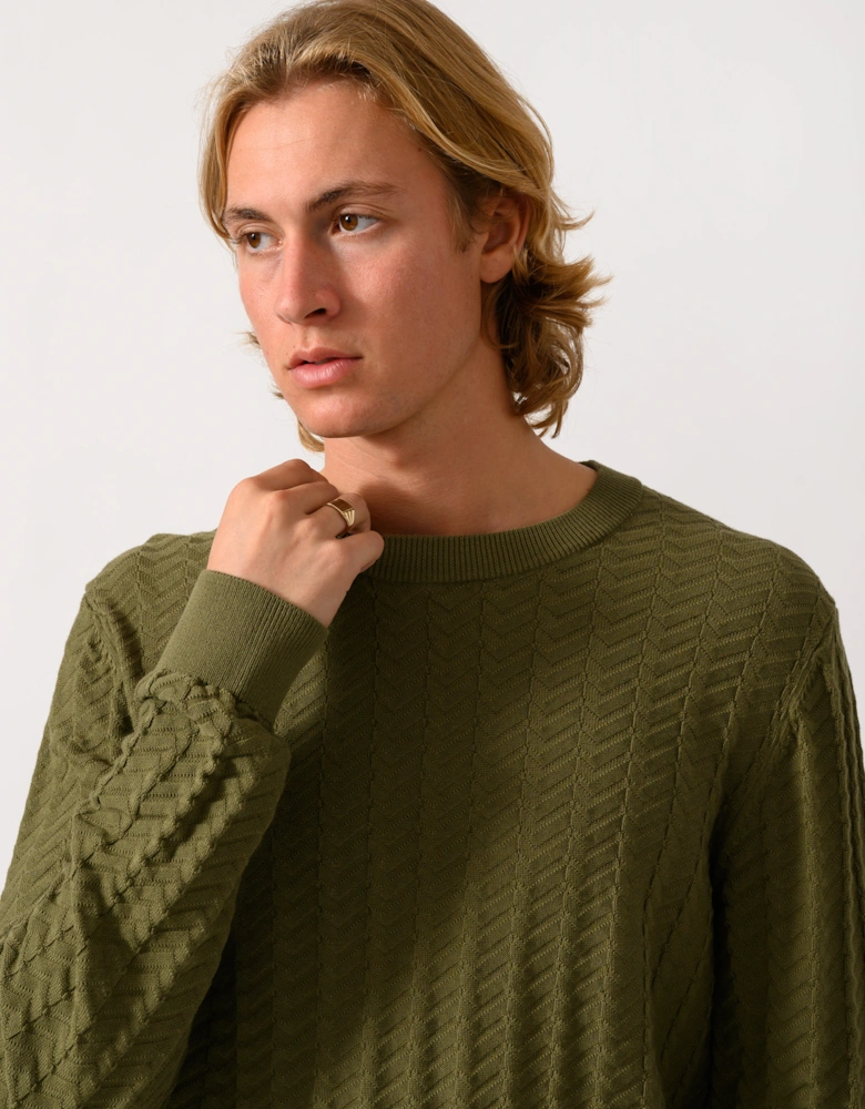 HUGO Simond Mens Crew Neck Jumper - Open Green 389