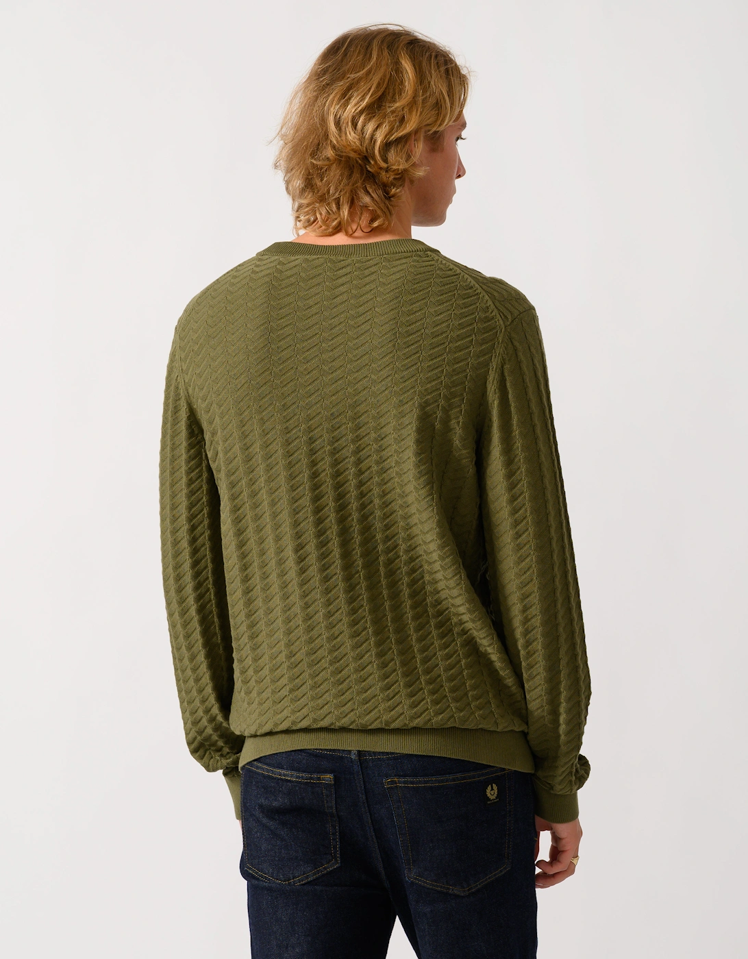 HUGO Simond Mens Crew Neck Jumper - Open Green 389