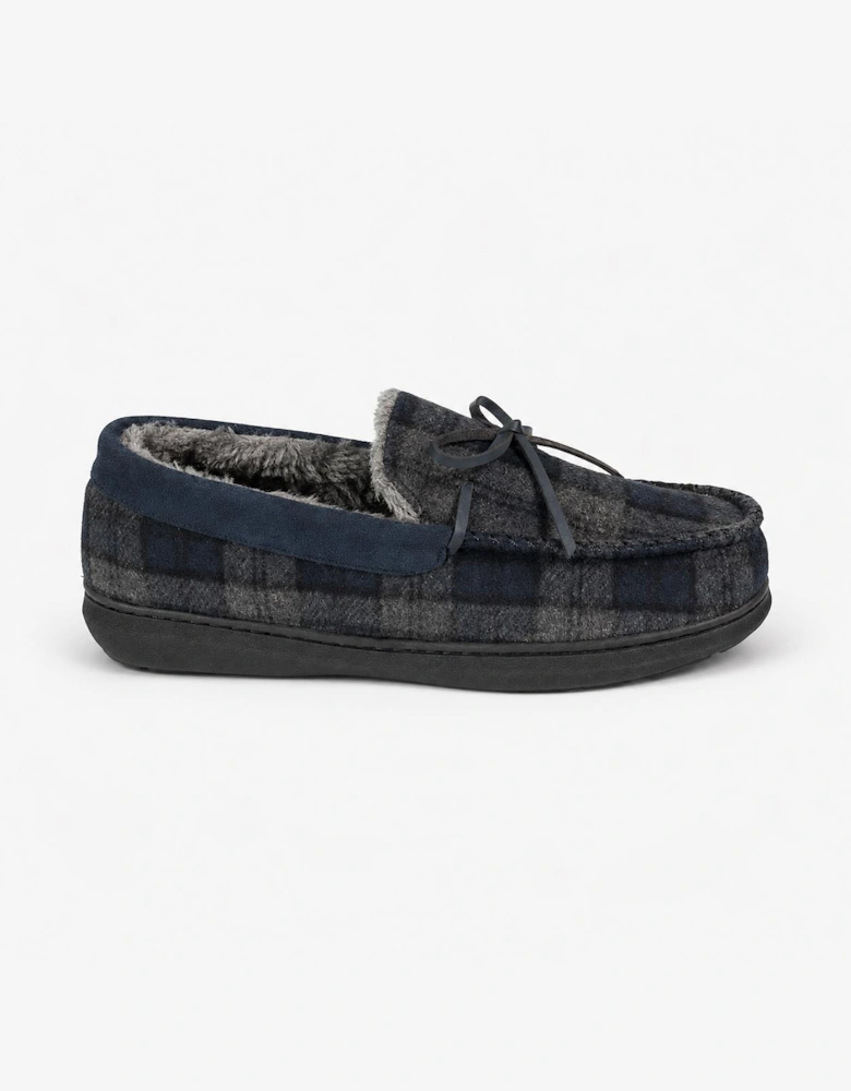 BUDE/NAVY BUDE Mens Moccasin Slippers Navy