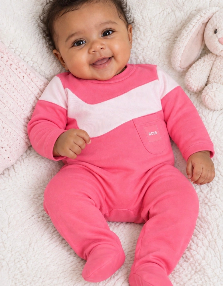 BOSS NB GIRL PINK BABY GROW J53325
