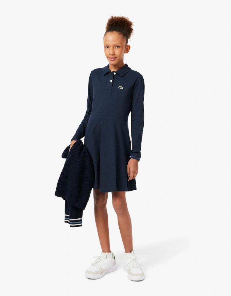 LACOSTE NAVY PIQUE POLO DRESS 347900