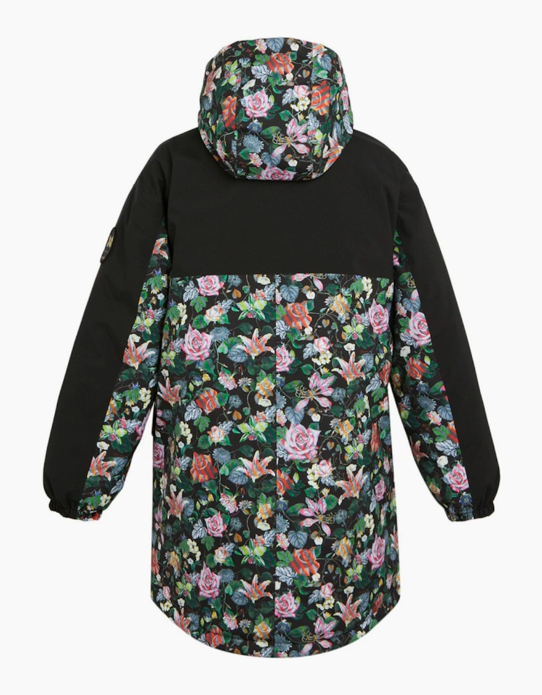 Hooded Parka Jacket with Zipped Pocket and Printed Logo