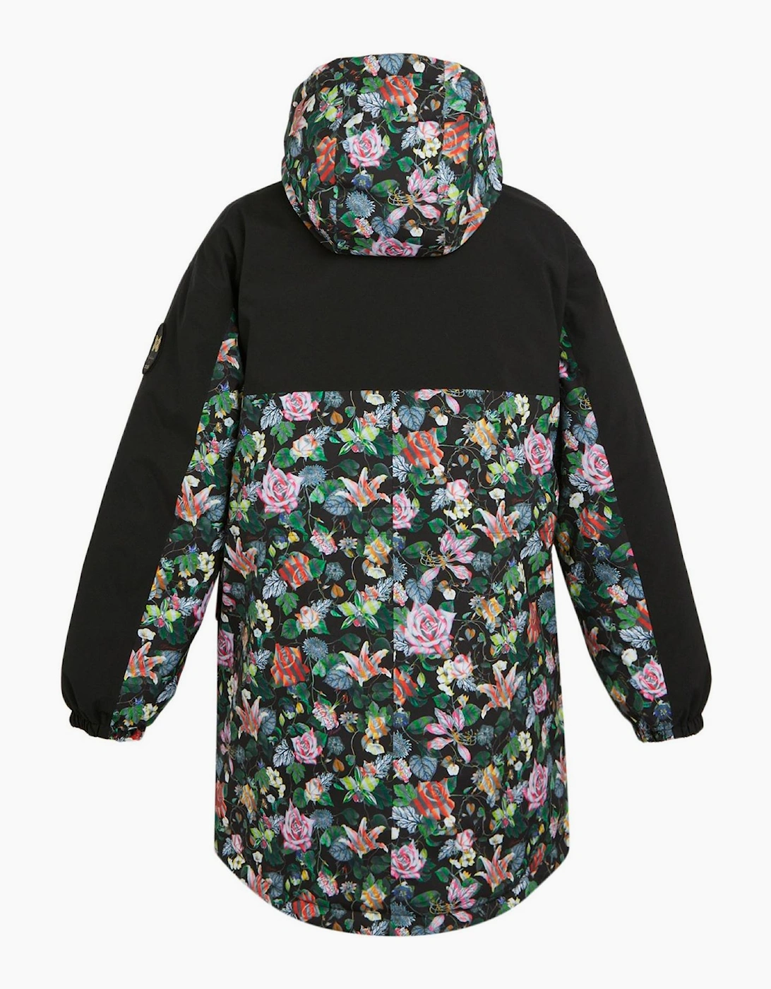 Hooded Parka Jacket with Zipped Pocket and Printed Logo