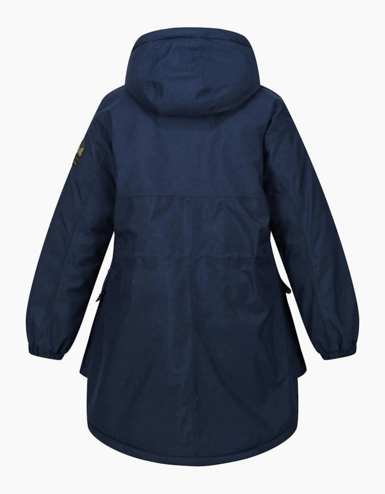 Hooded Parka Jacket with Zipped Pocket and Printed Logo