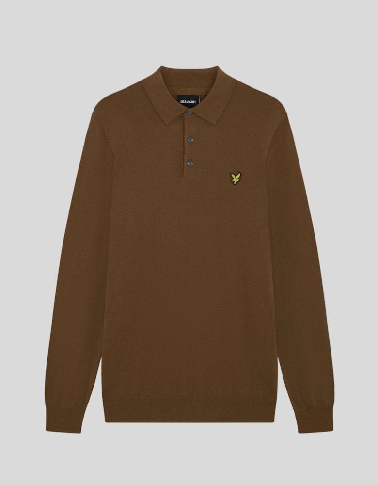 Merino Blend Long Sleeve Polo Shirt