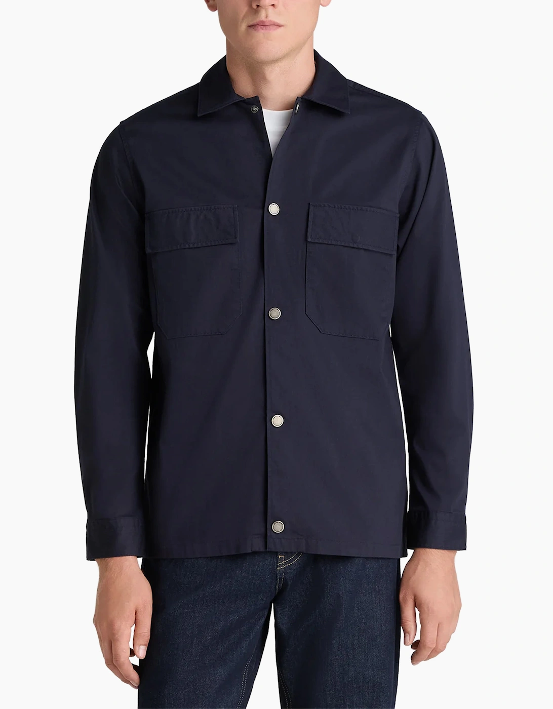 Remus Uomo Navy Collared Cotton Blend Shacket NAVY