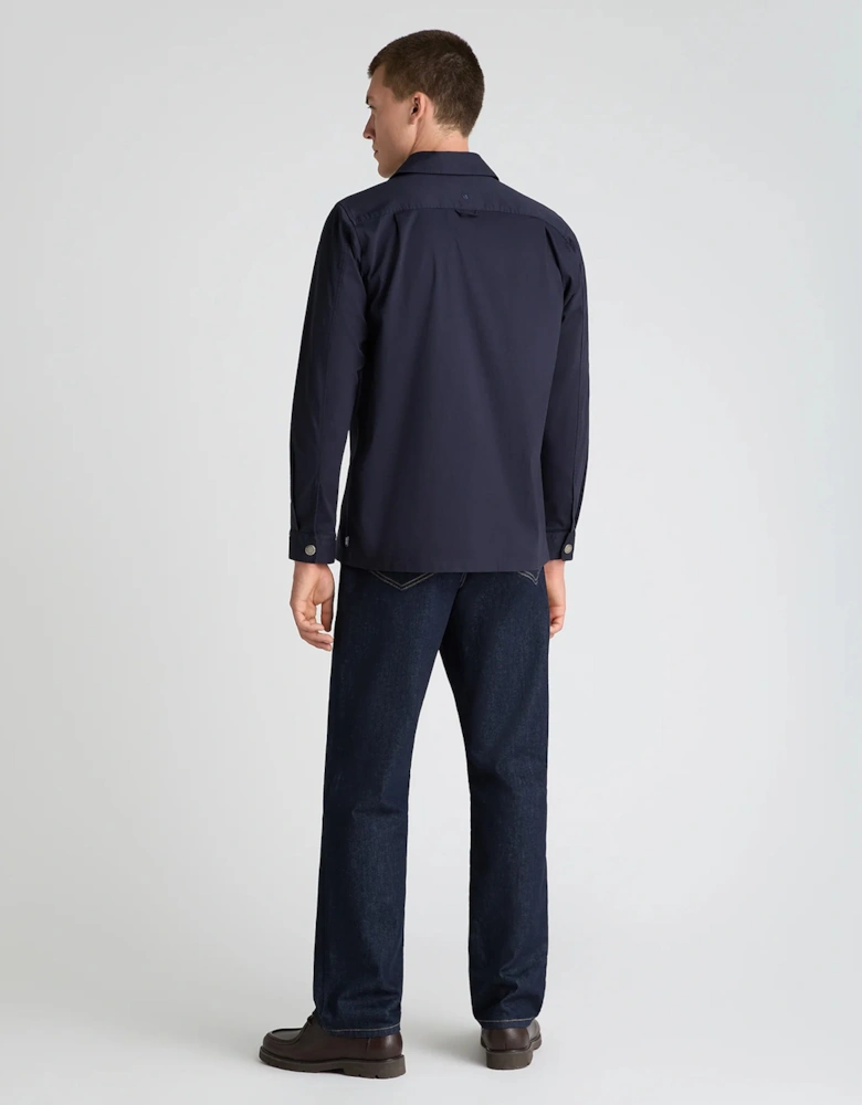 Remus Uomo Navy Collared Cotton Blend Shacket NAVY