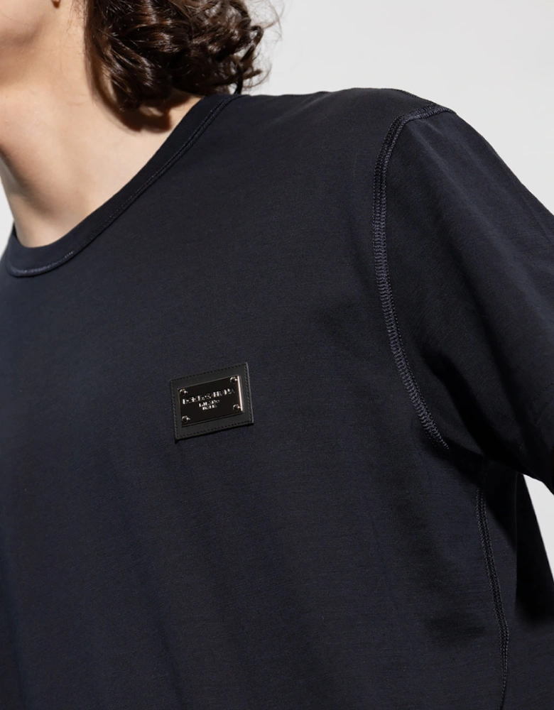 Dolce & Gabbana Plaque Logo T-Shirt Navy