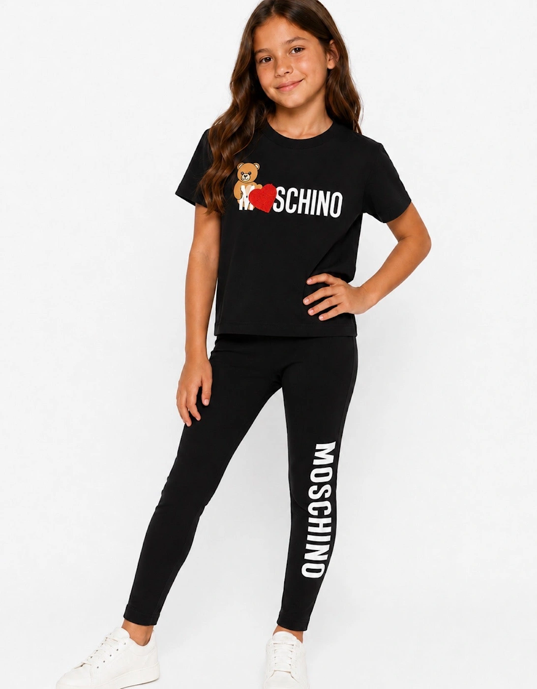 MOSCHINO BLACK MAXI T SHIRT & LEGGINGS SET H1M060/HDP07D