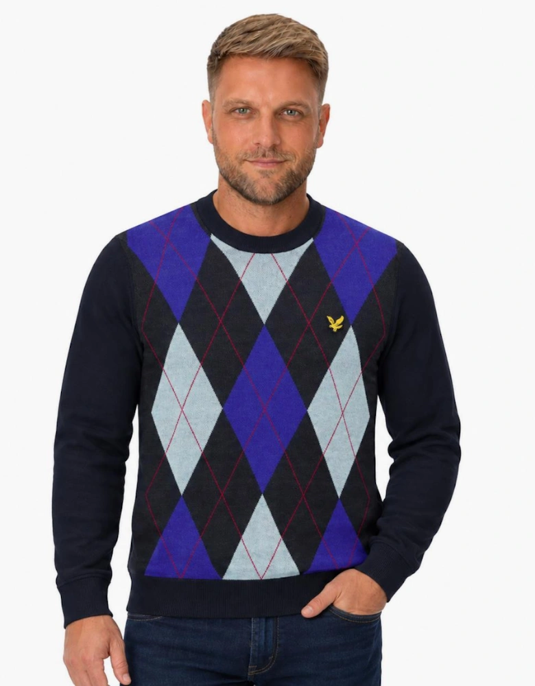 Lyle & Scott Archive Revisited Argyle Knitted Jumper Dark Navy