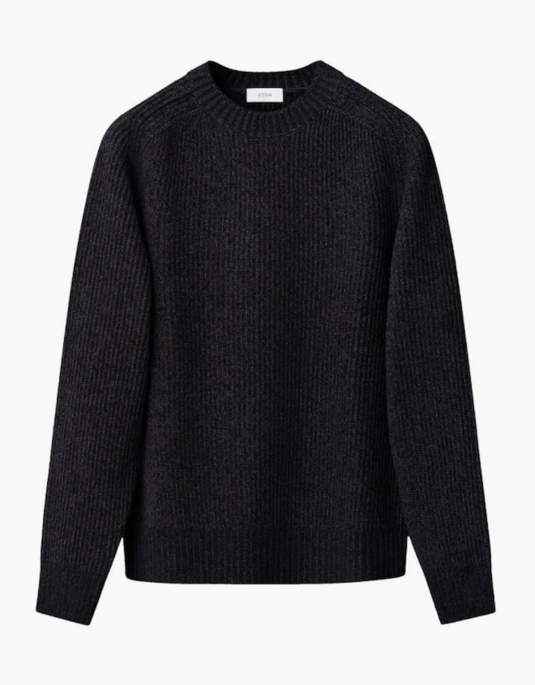 Eton Wool Cashmere Mouline Crew Neck 28 Navy