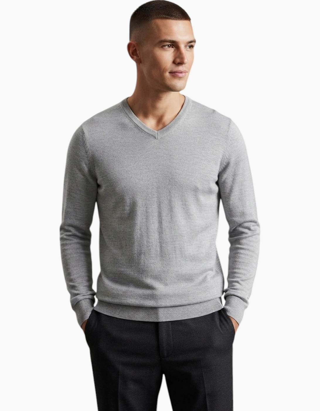 M&S Mens Cashmilon Jumper V Neck Sweatshirt
