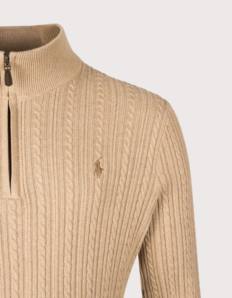 Regular Fit Cable Knit Quarter Zip Jumper