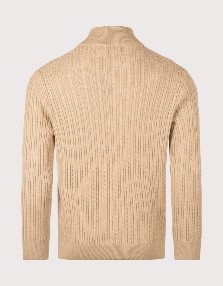 Regular Fit Cable Knit Quarter Zip Jumper