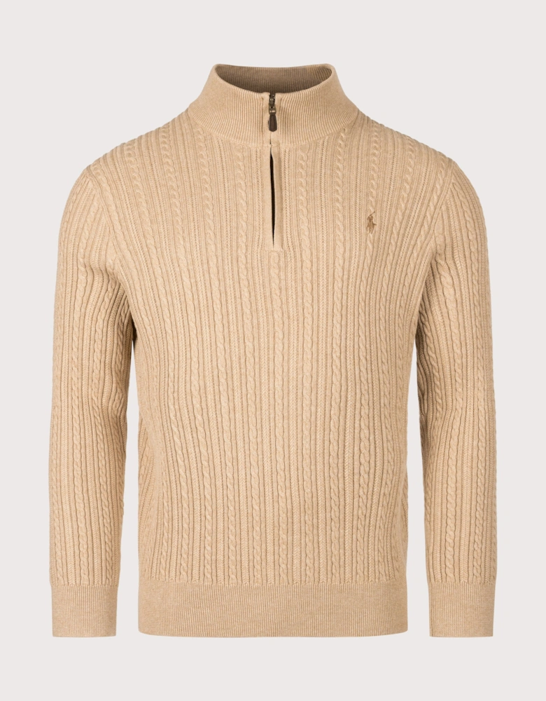Regular Fit Cable Knit Quarter Zip Jumper