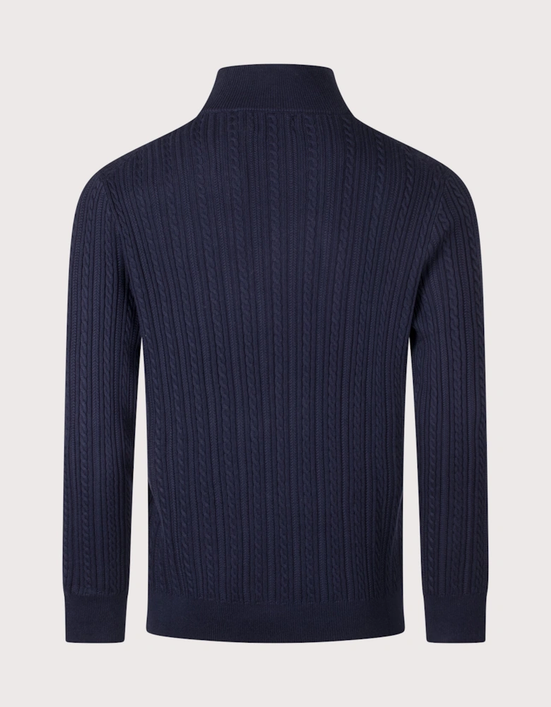 Regular Fit Cable Knit Quarter Zip Jumper