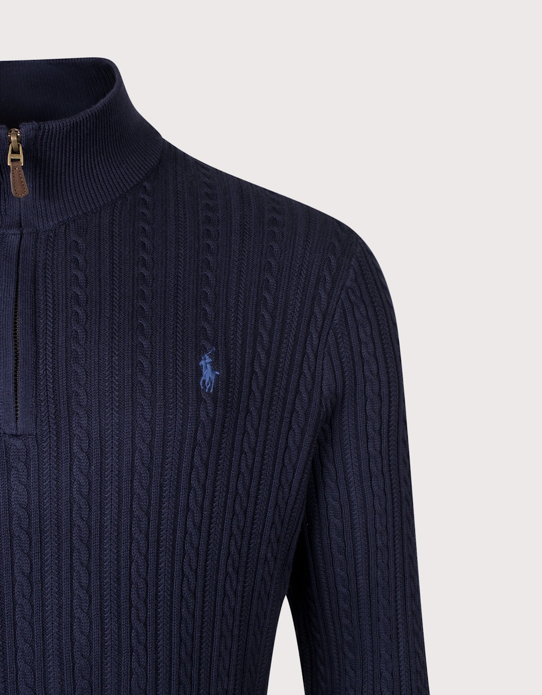 Regular Fit Cable Knit Quarter Zip Jumper