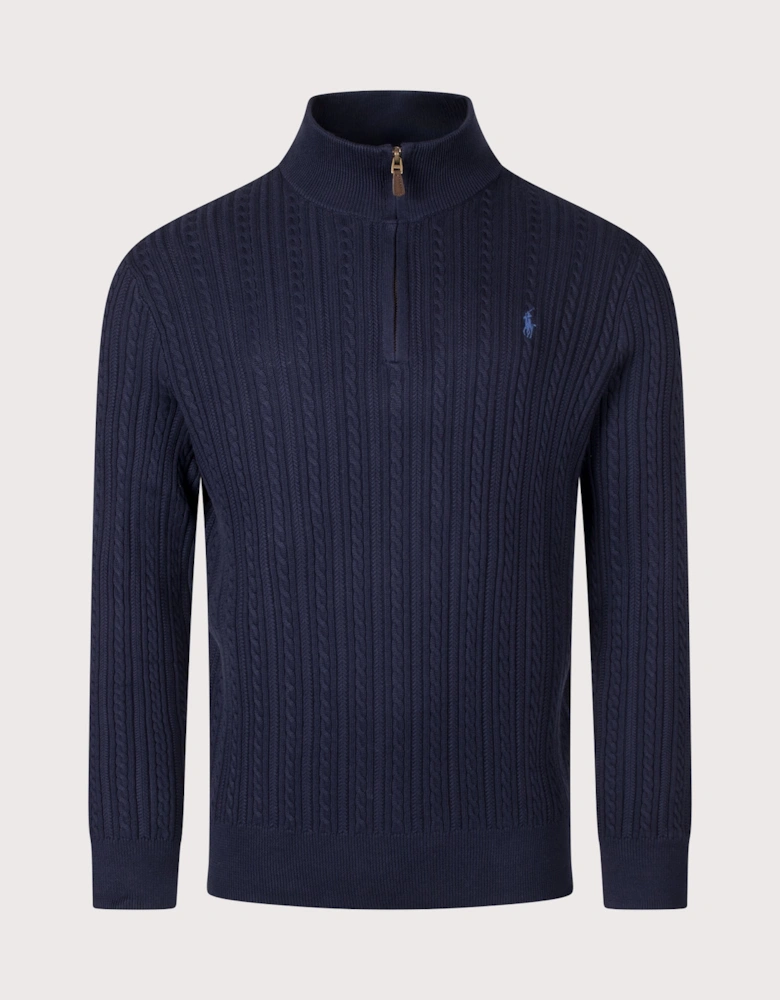Regular Fit Cable Knit Quarter Zip Jumper