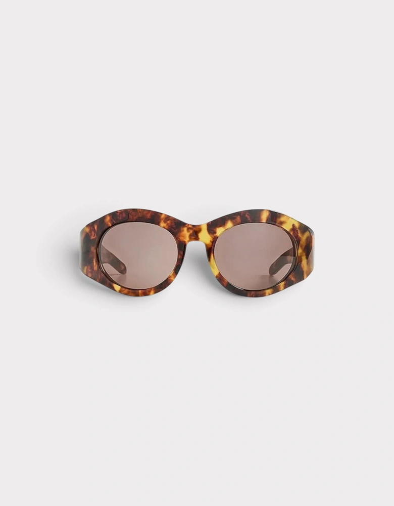 Round Goggle Acetate Sunglasses Brown