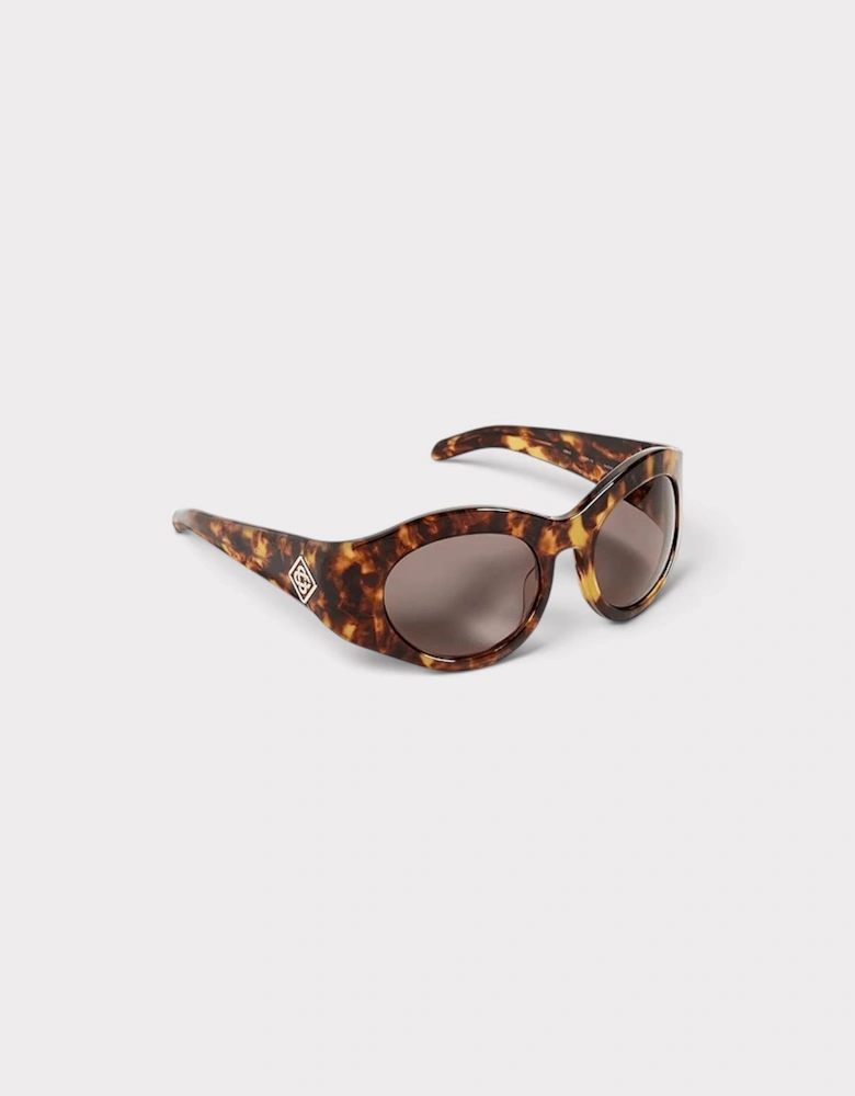 Round Goggle Acetate Sunglasses Brown