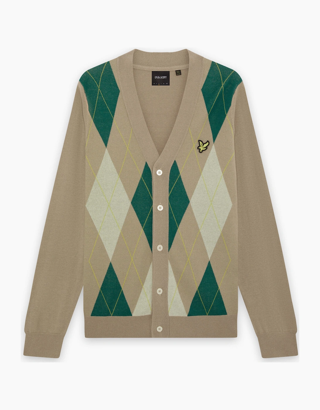 Lyle & Scott Archive Argyle Knitted Classic Cardigan Camel/Taupe