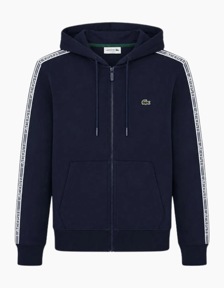 Lacoste Branded Tape Zull Zip Navy Hoodie