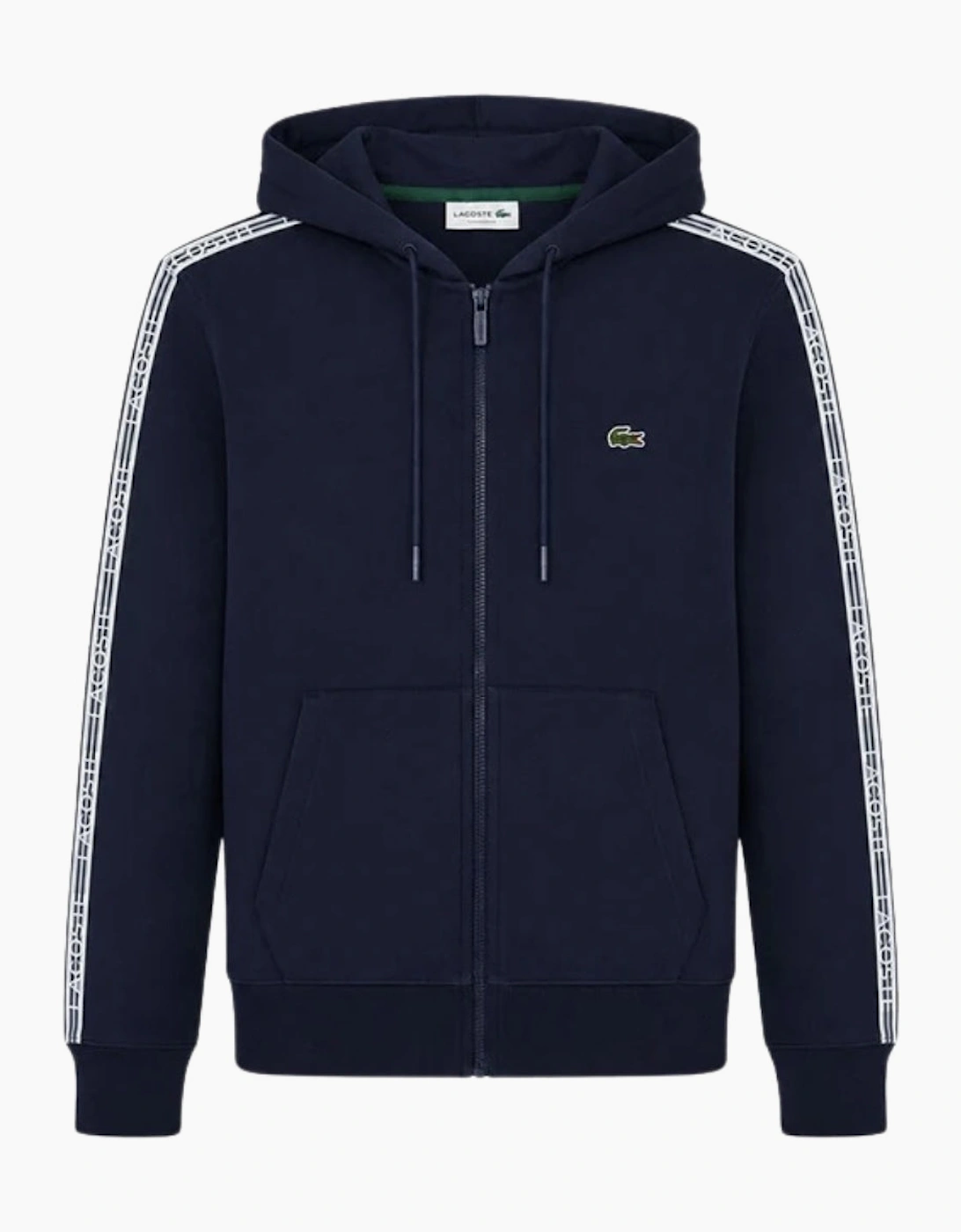 Lacoste Branded Tape Zull Zip Navy Hoodie