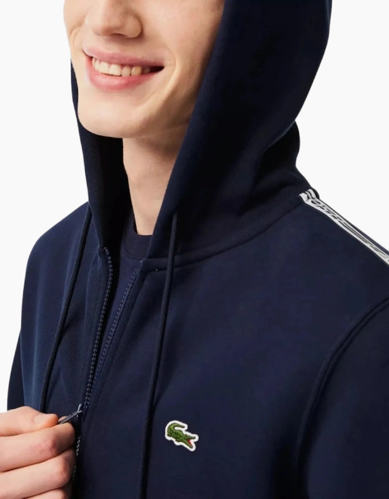 Lacoste Branded Tape Zull Zip Navy Hoodie