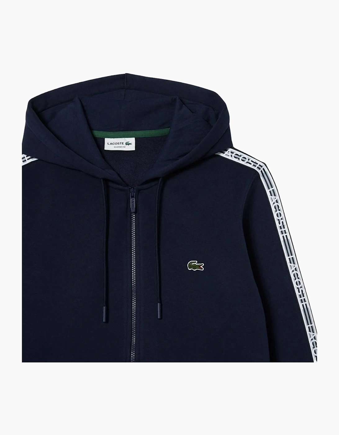 Lacoste Branded Tape Zull Zip Navy Hoodie