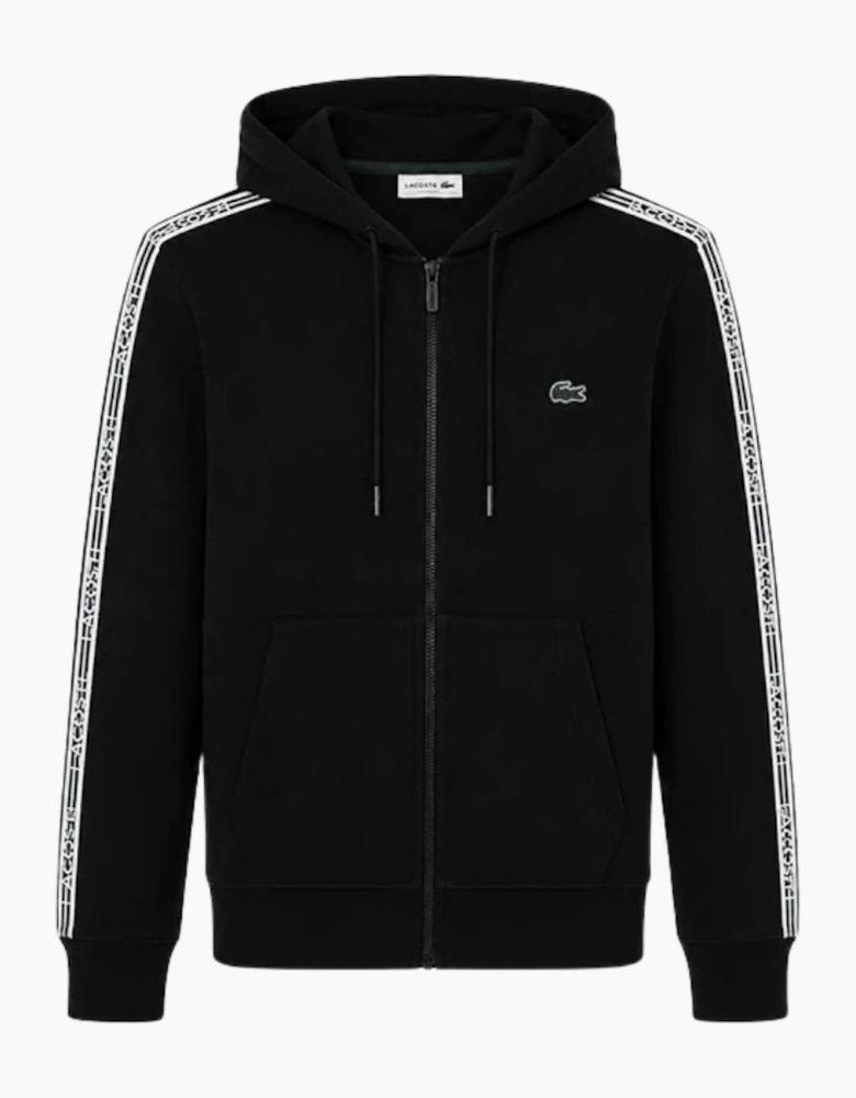 Lacoste Branded Tape Zull Zip Black Hoodie
