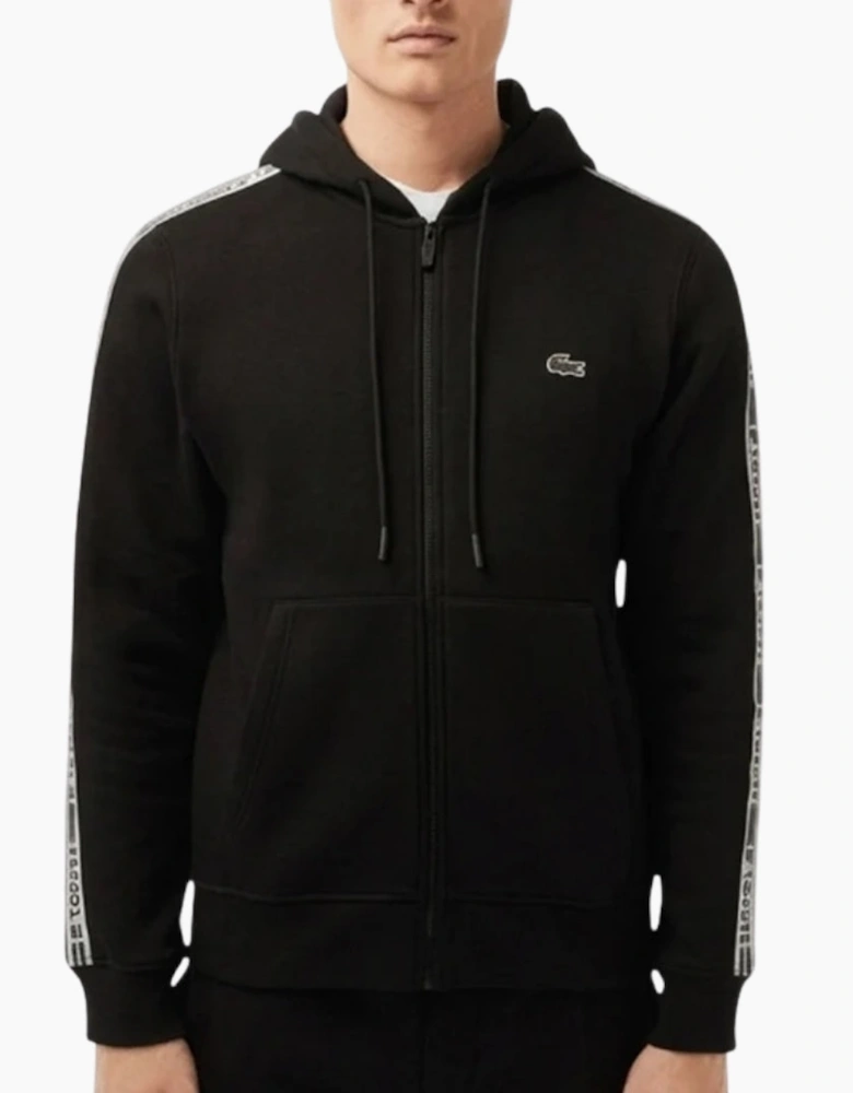 Lacoste Branded Tape Zull Zip Black Hoodie