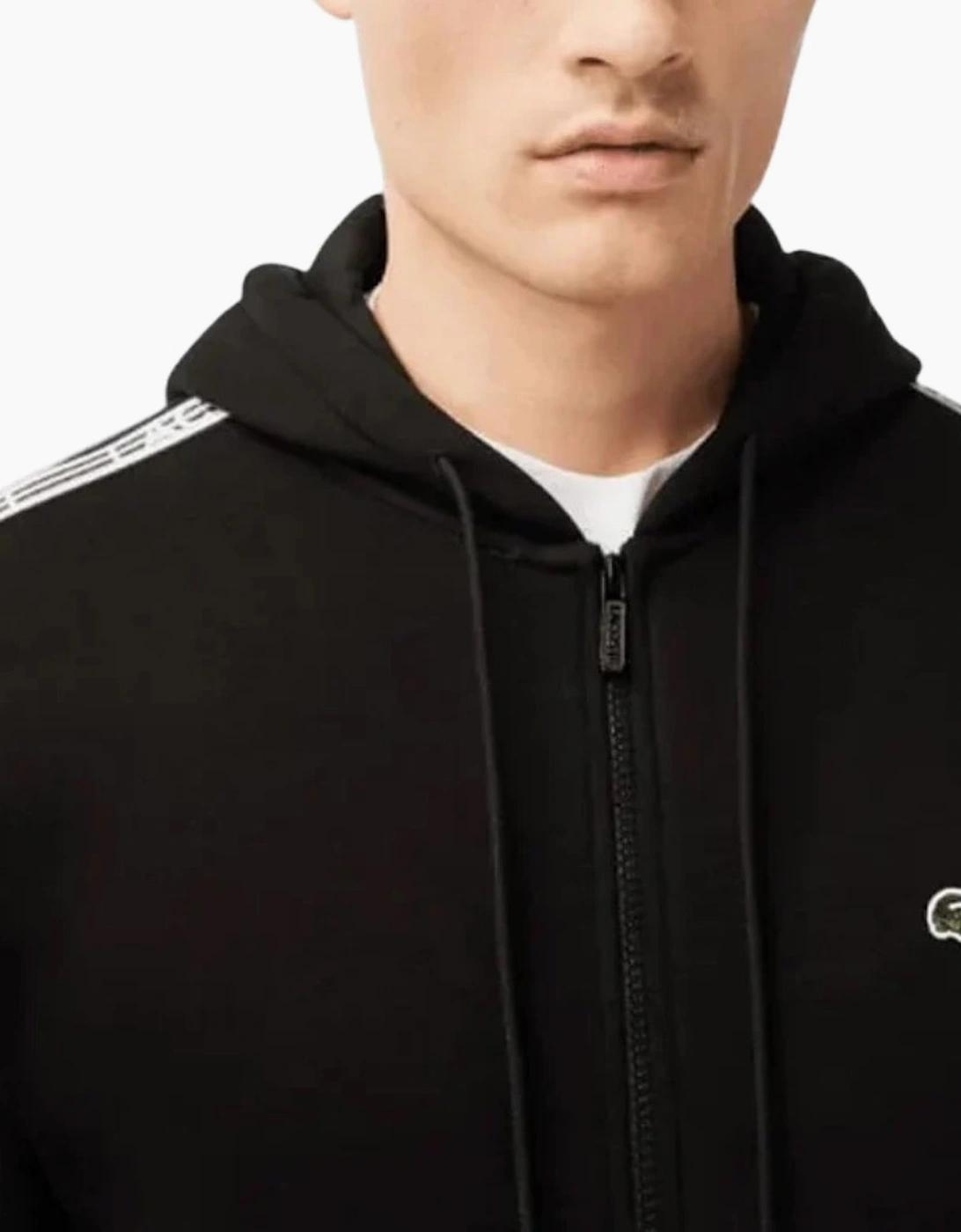 Lacoste Branded Tape Zull Zip Black Hoodie