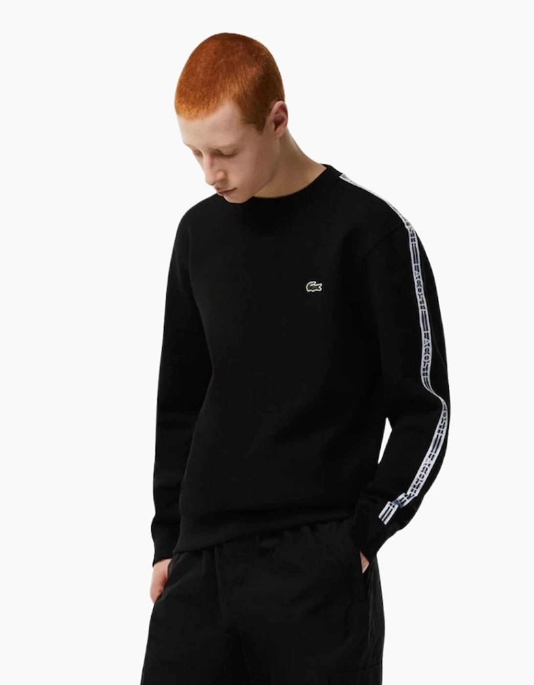 Lacoste Branded Tape Crewneck Black Jumper