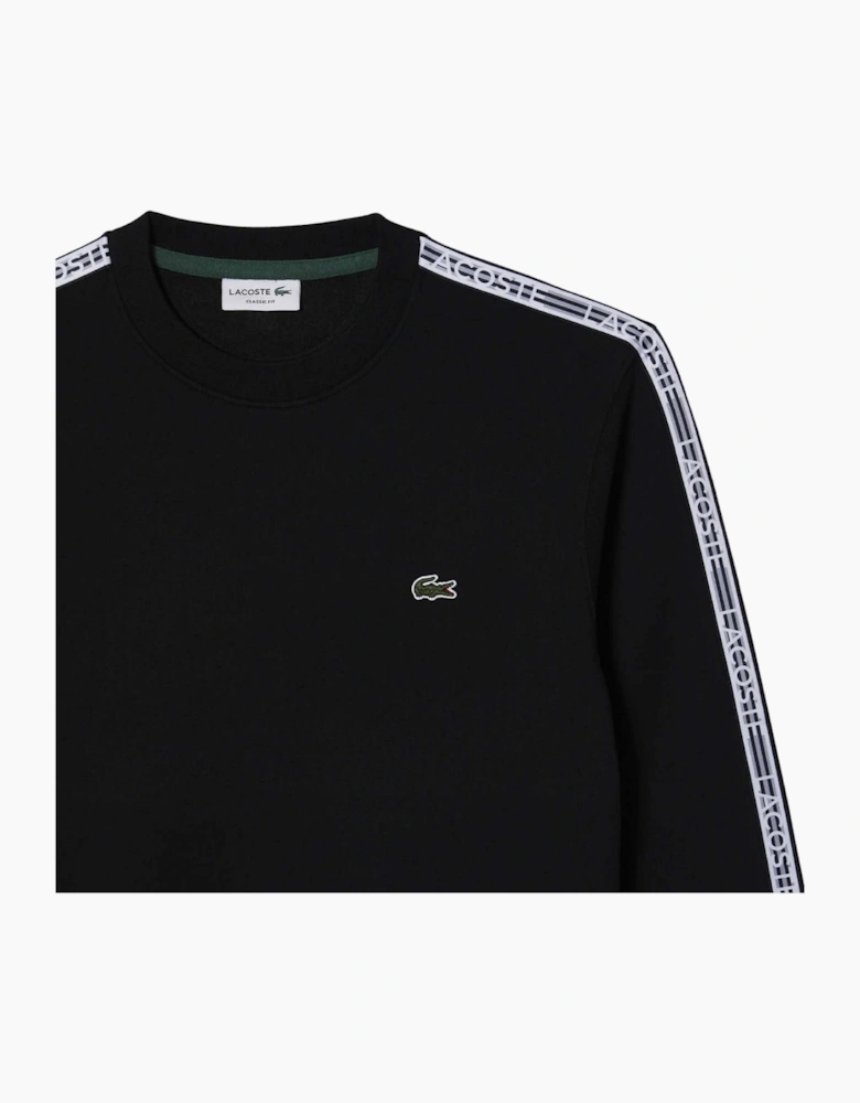 Lacoste Branded Tape Crewneck Black Jumper