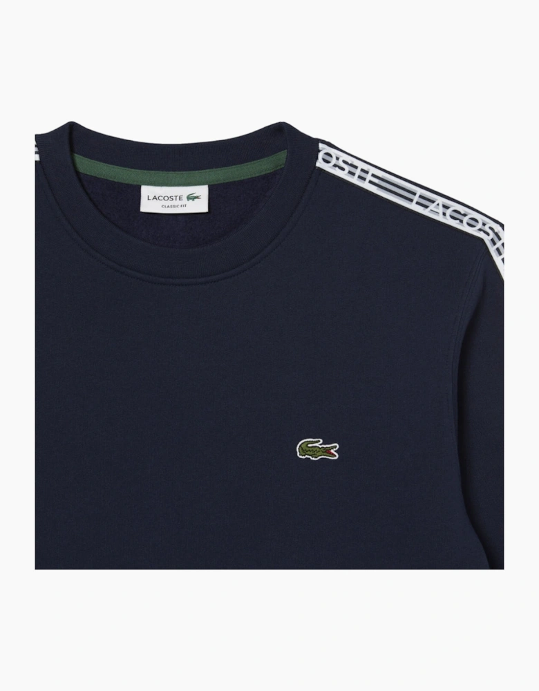 Lacoste Branded Tape Crewneck Navy Blue Jumper