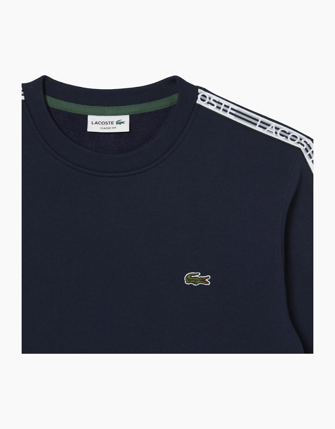 Lacoste Branded Tape Crewneck Navy Blue Jumper