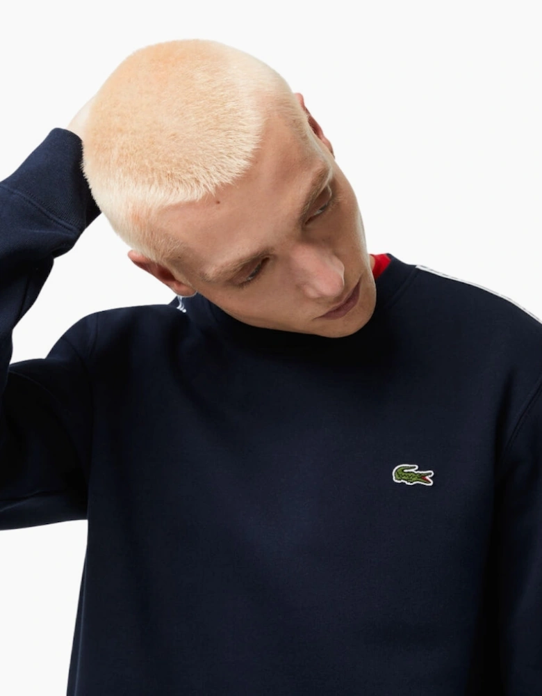 Lacoste Branded Tape Crewneck Navy Blue Jumper