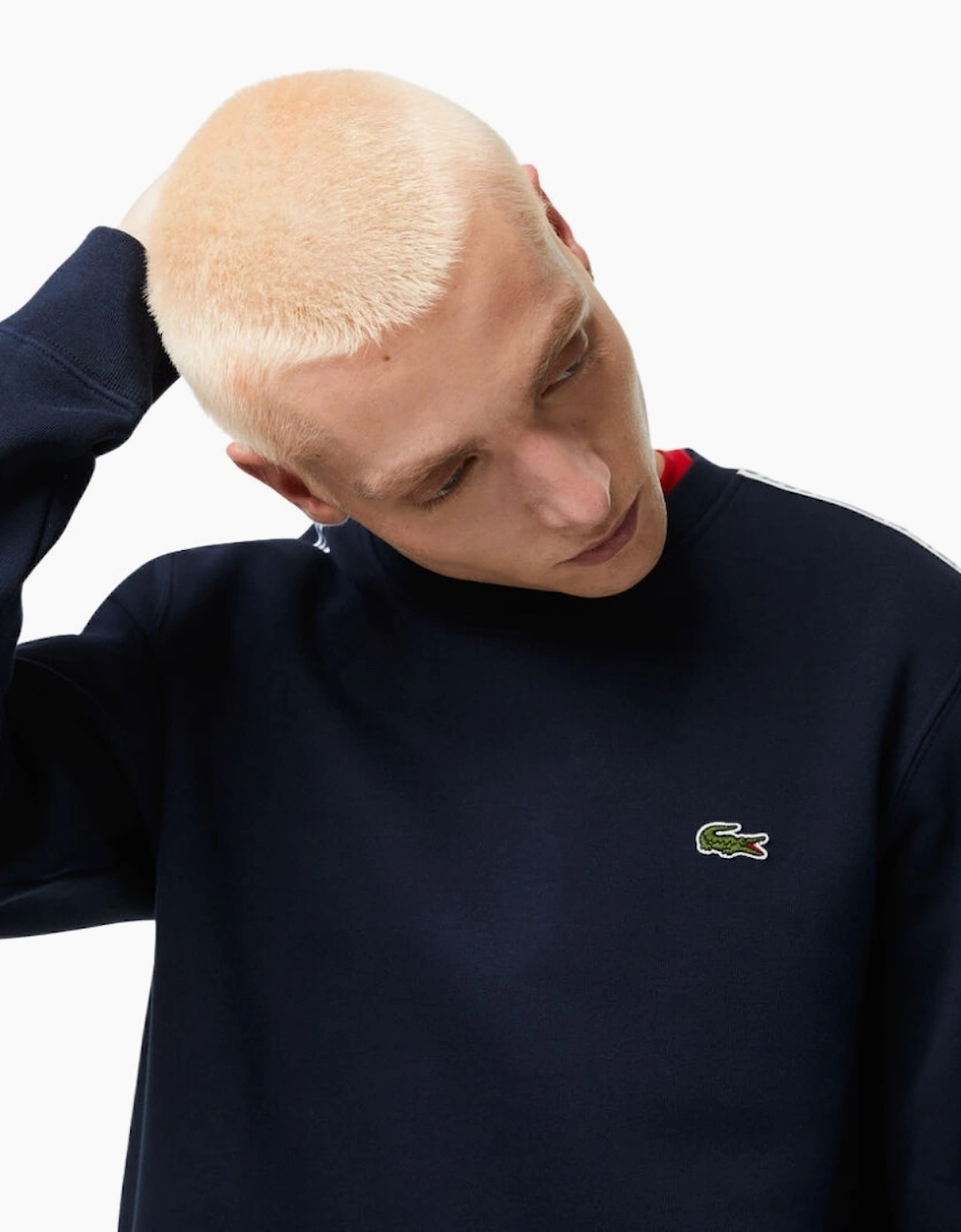 Lacoste Branded Tape Crewneck Navy Blue Jumper