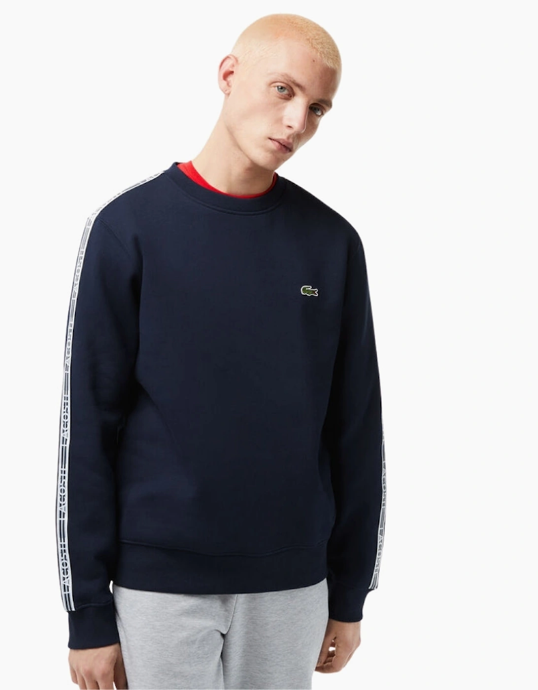 Lacoste Branded Tape Crewneck Navy Blue Jumper