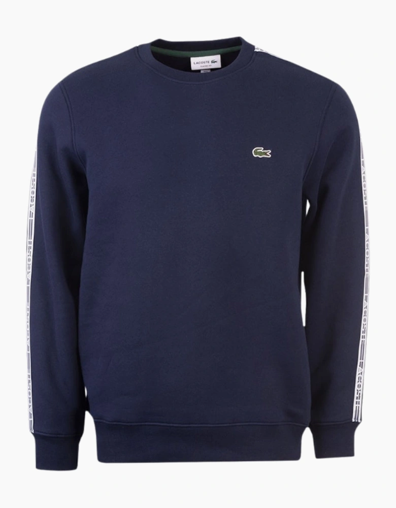 Lacoste Branded Tape Crewneck Navy Blue Jumper