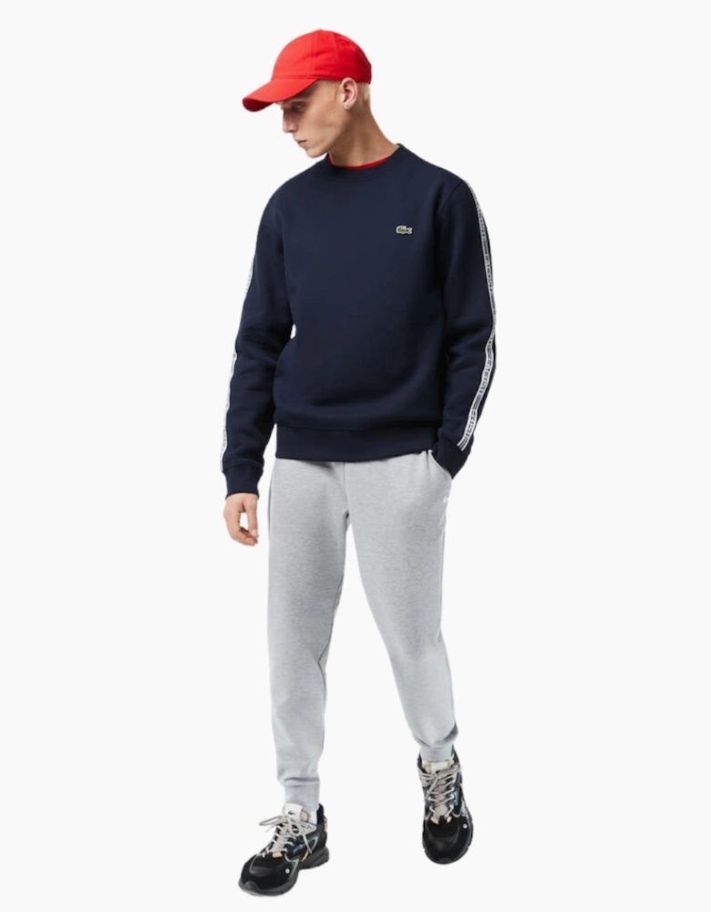 Lacoste Branded Tape Crewneck Navy Blue Jumper