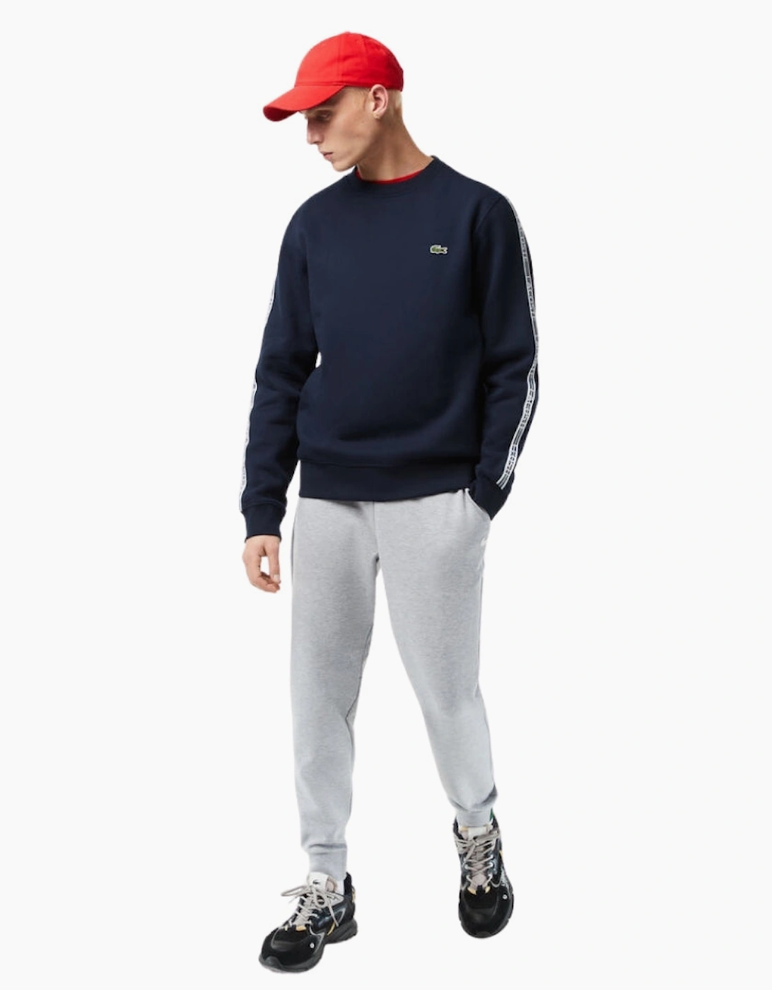 Lacoste Branded Tape Crewneck Navy Blue Jumper