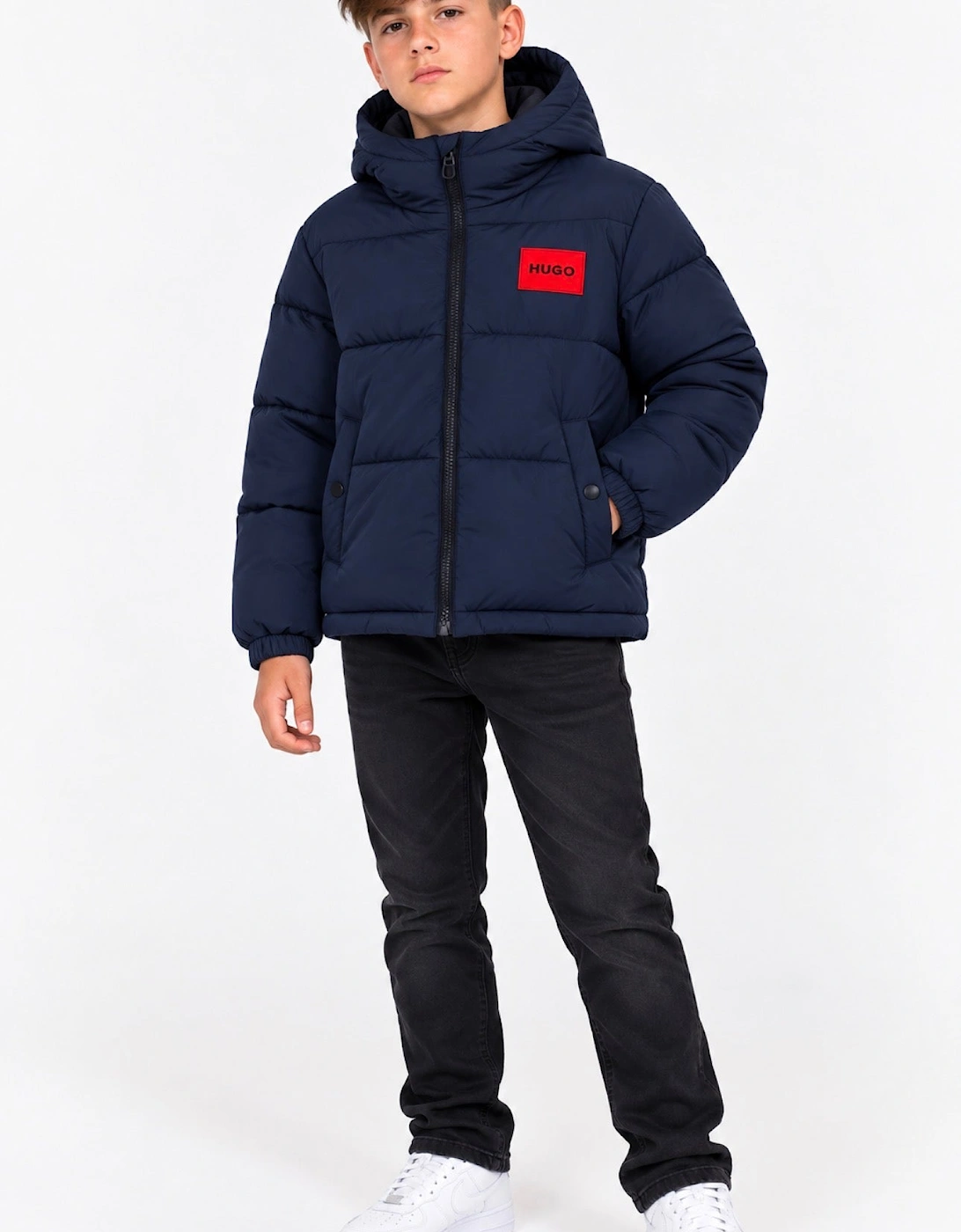 HUGO BOYS NAVY PUFFER JACKET G01254