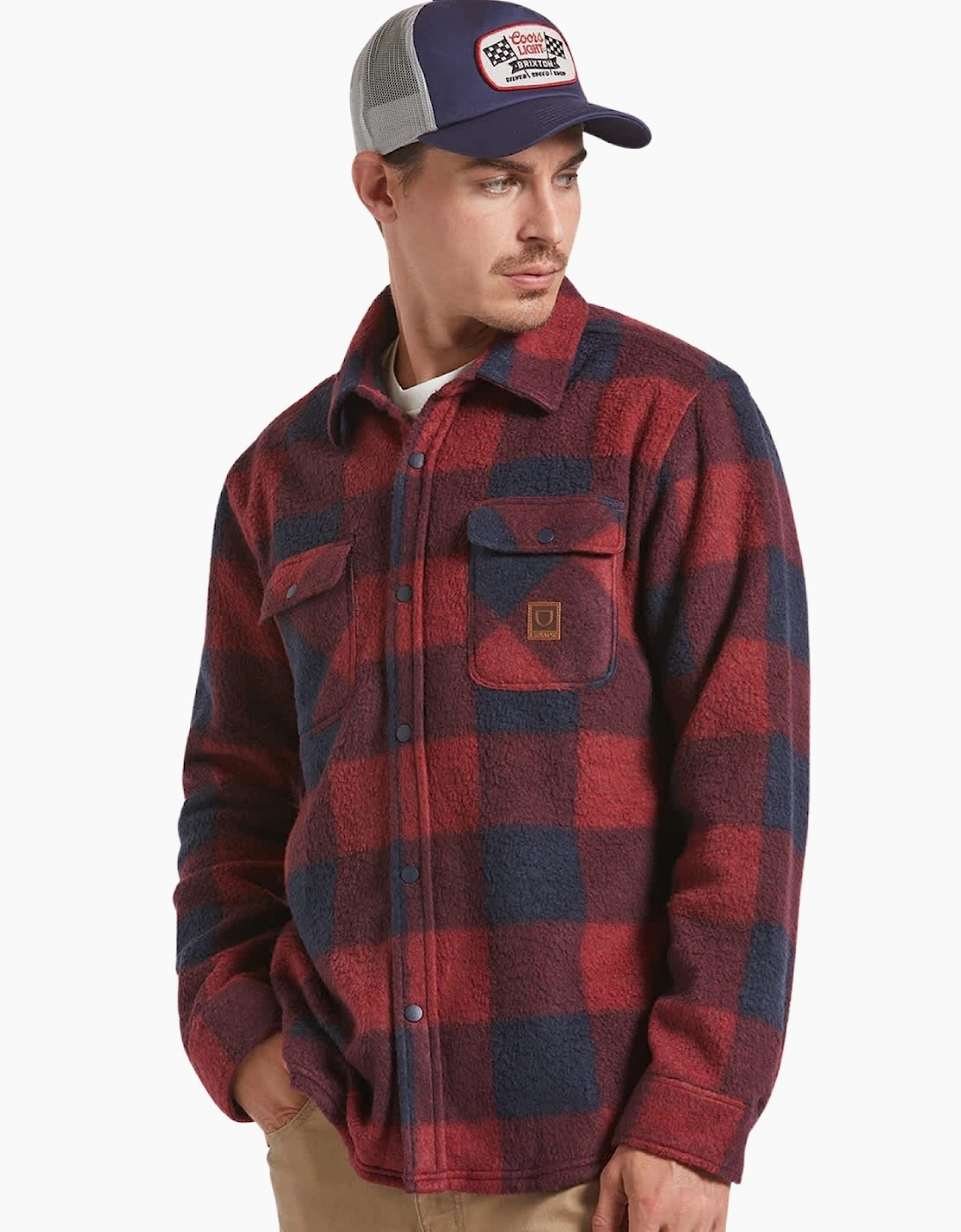 Men's Brixton Mens Bowery Arctic Stretch Button Up Fleece - Adrenaline Rust - Size: 40