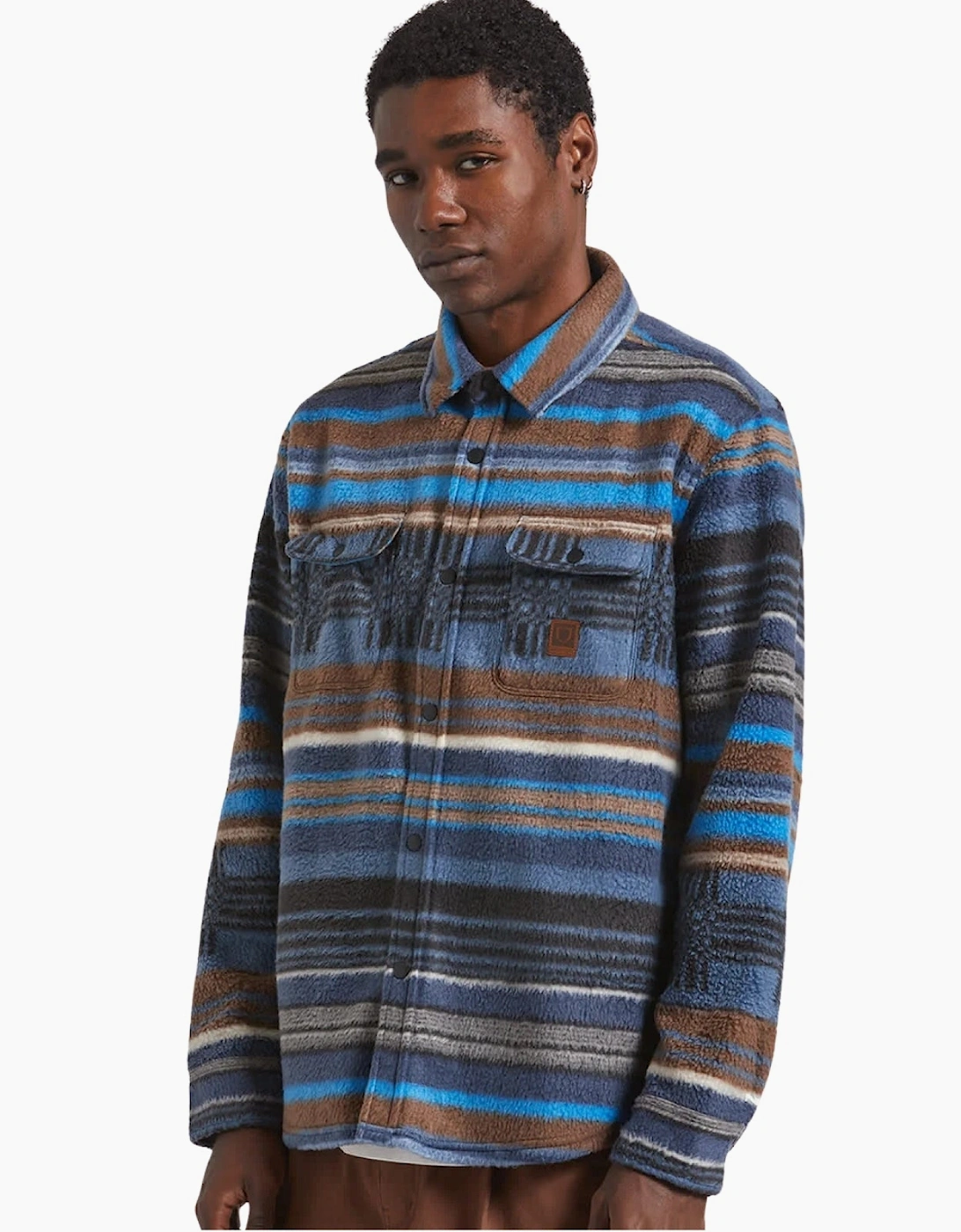 Brixton Mens Bowery Arctic Stretch Button Up Fleece