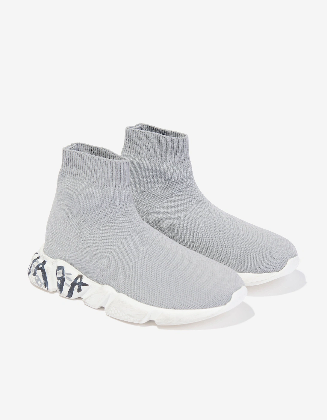 Balenciaga Kids Sole Graffiti Speed Trainers in Grey